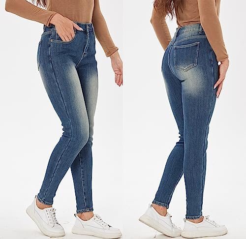 Yehopere Women's Winter Fleece Lined Jeans Slim Fit Warm Skinny High Waist Denim Jean