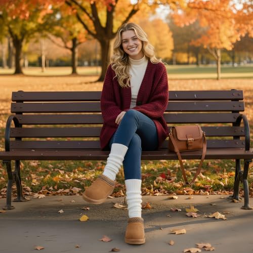 Litfun Genuine Suede Mini Boots for Women Faux Fur Lined Winter Ankle Boots