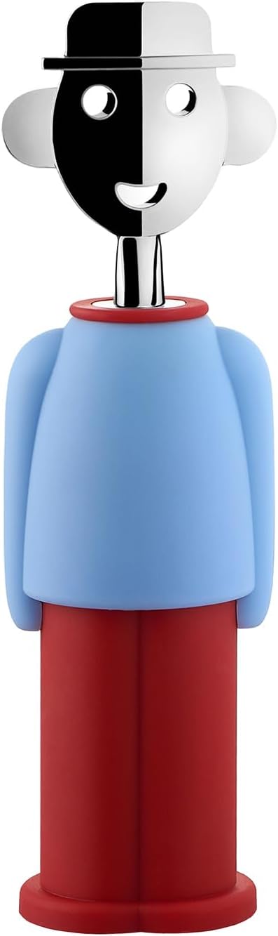 Alessi AM23 LAZ - Alessandro M. Corkscrew in thermoplastic resin, light blue and chrome plated zamak.
