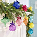 Hungdao 9 Pcs Vintage Colorful Glass Christmas Ornament with Bows, Rainbow