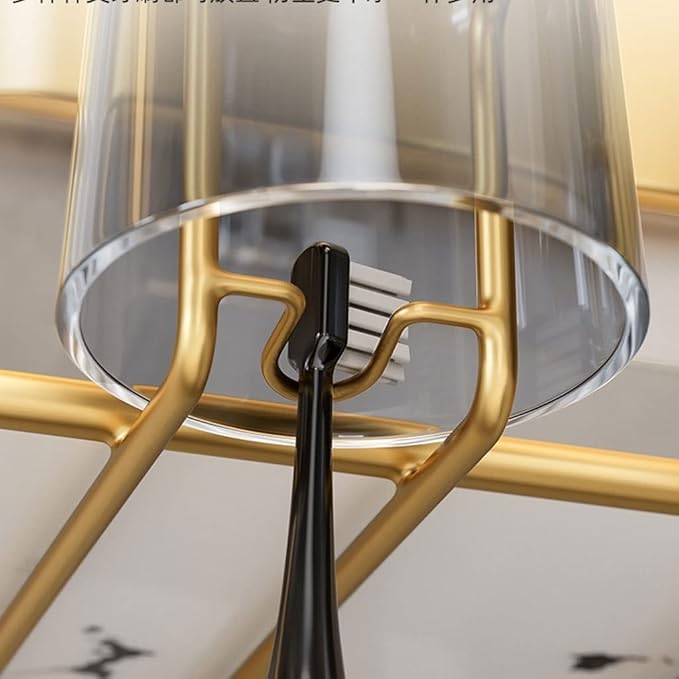 Toothbrush Rack Nordic Light Luxury Wall-Mounted Metal Toothbrush Holder Multifunctional Bathroom Storage Rack with Mouthwash Cup Bathroom Toothbrush Holder(B)