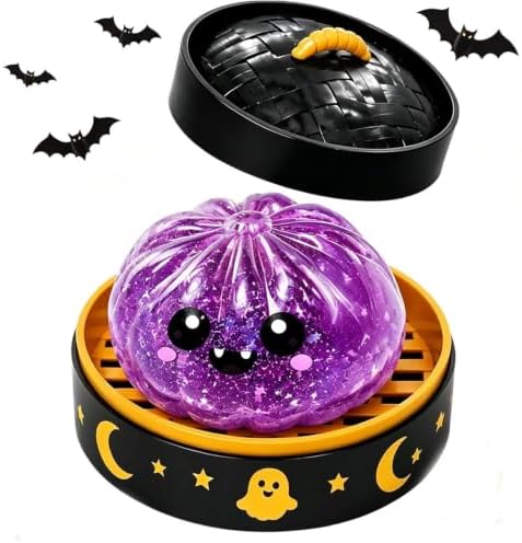 Halloween Spooky Pumpkin Stress Ball Squeeze Toy for Adults, Slow Rise Glitter DumplingSpooky Ghost Decorations, Halloween Cute Pumpkin Squeeze Fidget Toy for Stress Anxiety Relief(5 Pack)