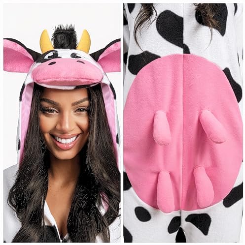 Spooktacular Creations Halloween Dalmatian Dragon Cow Costume, Animal Costume Hooded Jumpsuit for Halloween Cosplay Party