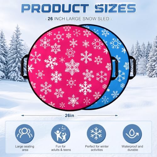 26" Foldable Snow Sleds with Handles for Adult