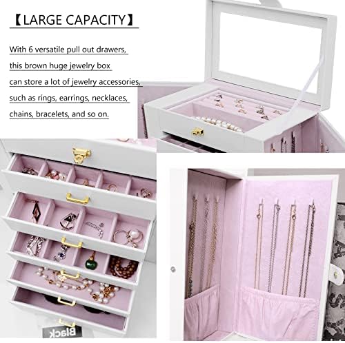 AKOZLIN 6-Tier Jewelry Box Organizer 5 Drawers Storage Extra Large White