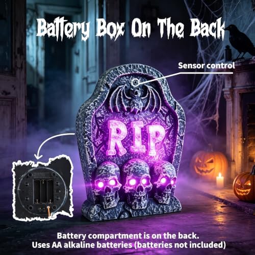 16" Halloween Animated Shaking RIP Tombstone Decor with Creepy Sound
