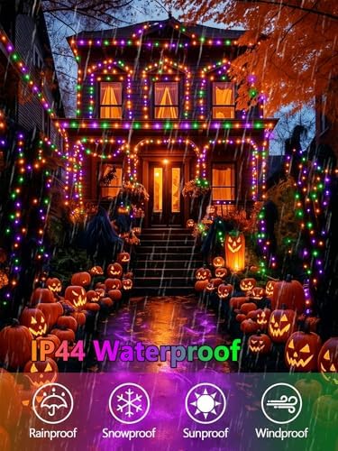 2 Pack 200 LED Halloween Lights Outdoor Indoor Extendable String Lights