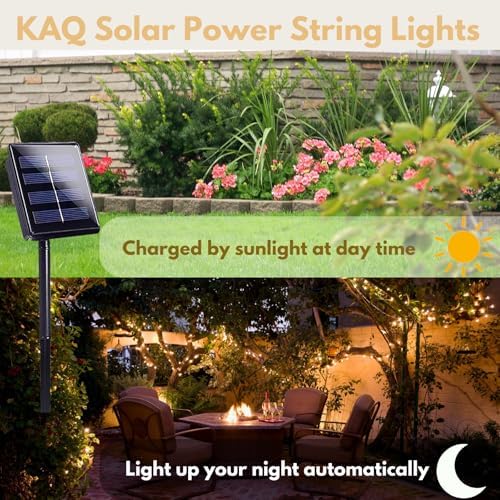 Solar String Lights Outdoor 2Pack 200LED 66FT Christmas Lights Warm White