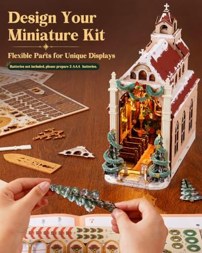 Rolife Book Nook Kit DIY Miniature House Christmas Bookshelf Insert Bookend