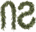 Christmas Garland 9FT Decorations Real Touch Cedar Cypress Pine Greenery Artificial Green Christmas Garland for Mantle, Fireplace, Table, Stairs, Door, Porch, Indoor Outdoor Decorations, 2Pcs