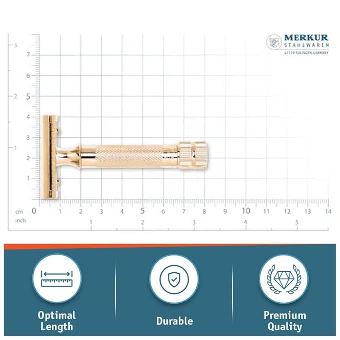 Merkur Classic 2-Piece Double Edge Safety Razor Gold Plated, 1 Count