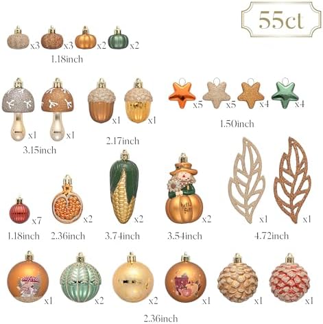 Valery Madelyn 55ct Fall Ornaments Shatterproof Tree Decorations for Home