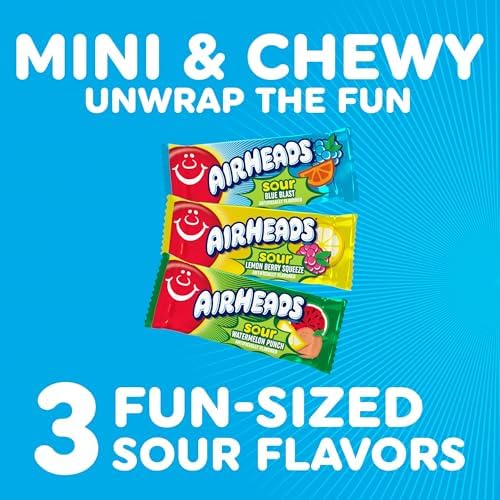 Airheads Sour Mini Candy Bars, Taffy Variety Pack, 5 lb Bag