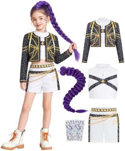 Golden Pop Performer Costume Kids Girls Halloween Costumes with Accessories