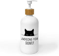 Funny Cat Soap Dispenser, Black Cat Judging You Silently Glass Dish Soap Dispenser with Pump for Kitchen, Cats Lover Gifts Bathroom Countertop Refillable Handsoap Liquid Container