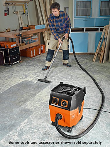 Fein Turbo I Wet/Dry Shop Vac Dust Extractor - 5.8-Gal, 151 CFM Suction, Quiet 66 dB, Anti-Static System, 25 ft Cord, 13 ft Hose, Tool-Activated for Jobsite & Workshop - 92035060090