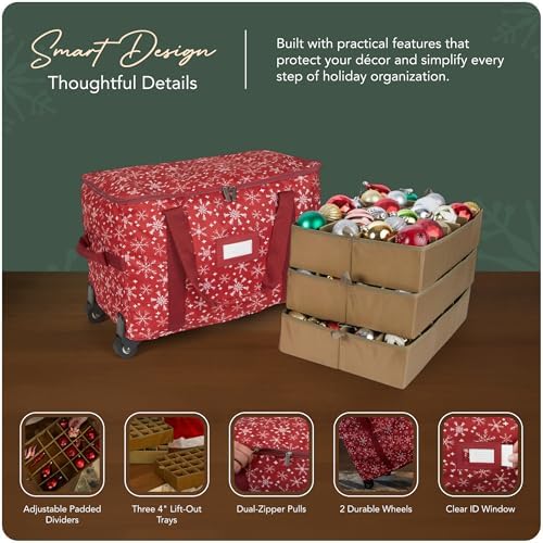 Covermates Rolling Adjustable Ornament Storage Bag, 19.25"W x 13"D x 12.5"H