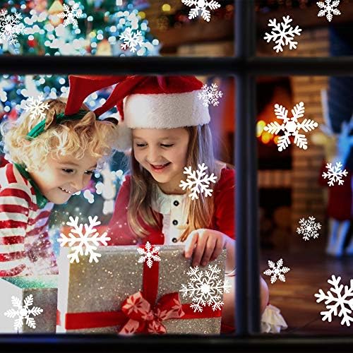 LUDILO 135Pcs Christmas Decorations Window Clings Snowflakes Window Decals