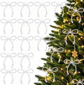 DIYDEC 18PCS Glitter Christmas Bow Ornaments 4.5in Tree Topper Decor
