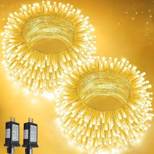 2 Pack 200 LED Connectable String Lights, Christmas Lights Outdoor Indoor