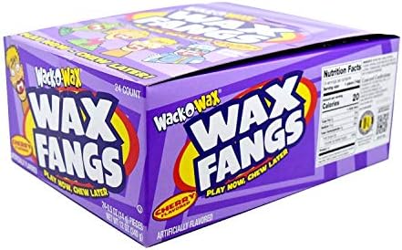 Wack-O-Wax Fangs Cherry Candy Halloween Toy, 24 Count Box