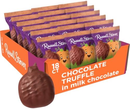 RUSSELL STOVER Halloween Milk Chocolate Chocolate Truffle Pumpkin, 1.3 oz. (Pack of 18) - Bulk Halloween Candy