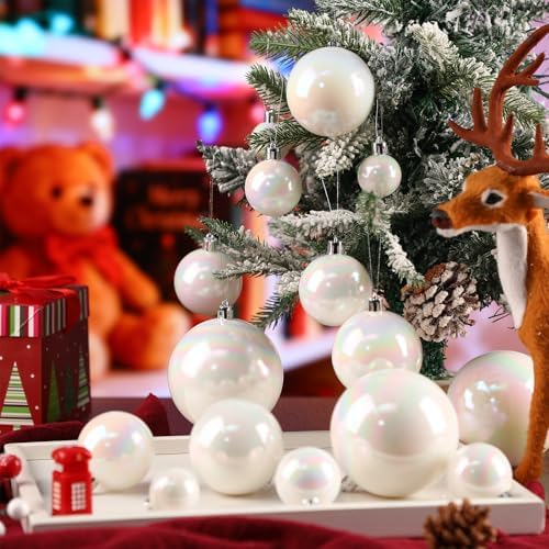 Shappy 50 Pcs Christmas Iridescent Ornaments Halloween Cauldron DIY, White