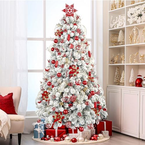 SHareconn 100PCS Christmas Tree Ornaments Clear Set, Red