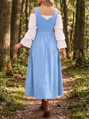 Wenrine Renaissance Costume Womens Lace Up Corset Halloween Medieval Dress