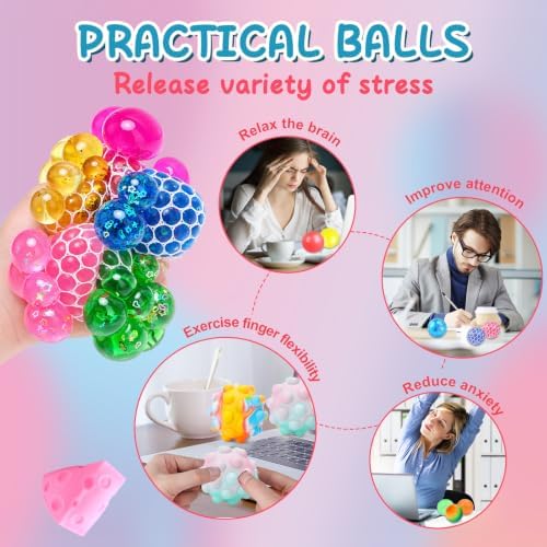 54 Pack Stress Balls, Squishy Balls, Squeeze Balls for Adults