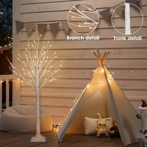3 Pack 4/5/6FT Lighted Birch Tree, 300LED Twinkling Tree Lights, Warm White