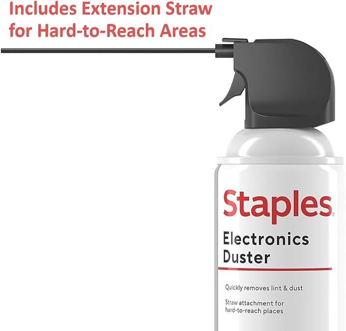 Staples Compressed Air Duster – 10 oz. Can for Electronics, Keyboards & Office Devices