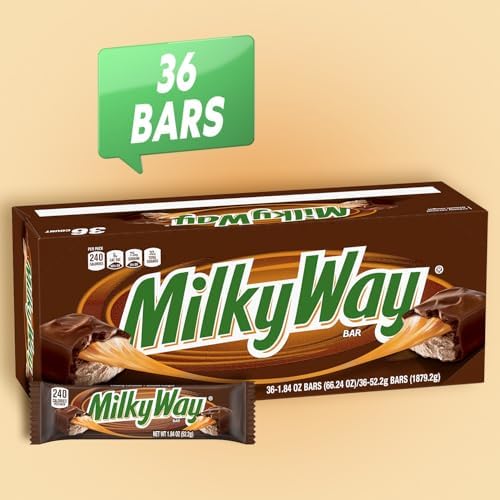 MILKY WAY Milk Chocolate Caramel Candy Bars, Full Size, Bulk Box, 36 ct