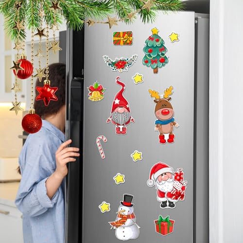Magnetic Christmas Tree for Refrigerator, Soft Magnetic Ornaments Set, Reusable Holiday Decor for Kids & Family, Fun Xmas Decoration for Home, Kitchen, Office (Xmas Tree-B)