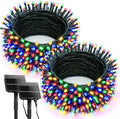 2 Pack 200LED Solar Christmas Lights Outdoor Waterproof, Multicolor 80 FT