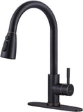Bronze Kitchen Faucet with Sprayer, WOWOW Stainless Steel Kitchen Sink Faucet Oil Rubbed Bronze, High Arc Pull Down Kitchen Faucets for Sink