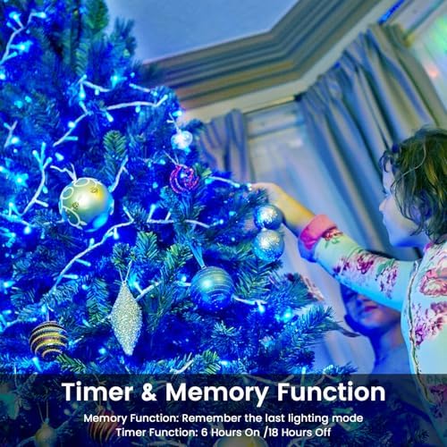 2 Pack 200 LED Battery Operated String Lights, Twinkle Fairy Lights Blue