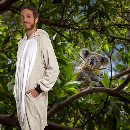 Funziez! Adult Onesie Halloween Costume Animal Dinosaur Shark Unisex Plush One Piece Cosplay Suit for Adults, Men and Women