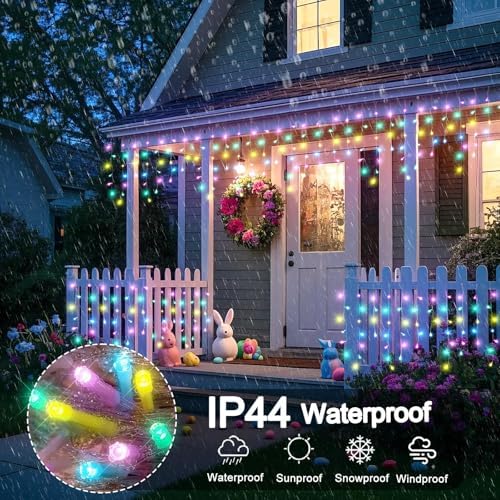 99ft 1216 LED Pastel Multicolor Christmas Lights Outdoor Icicle Lights for Outside, Clear Wire Twinkle Lights with 8 Modes 228 Drops Timer Waterproof for House Window Party Holiday Patio Yard Decor