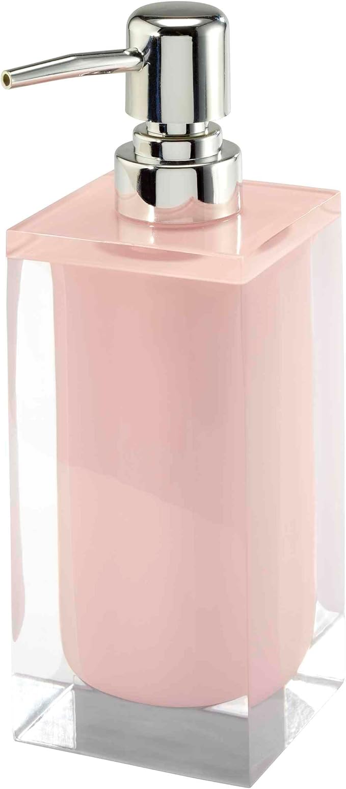 Izod - Accessory Set, Resin Toothbrush Holder & Soap Dispenser/Lotion Pump, Solid Home Decor, Dorm Room Essentials (Marina Collection, Pink)