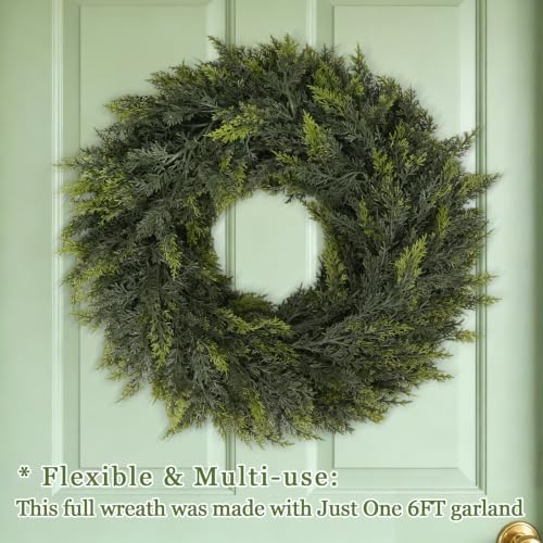 6 Ft 2 Pcs Christmas Garland, Realistic Cedar Garland