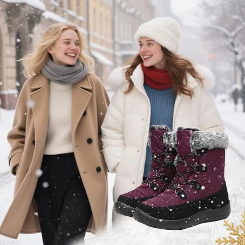 Women's Waterproof Winter Snow Boots Warm Insulation Outdoor Cold Weather Boot for Women Lightweight Fur Lined Non Slip