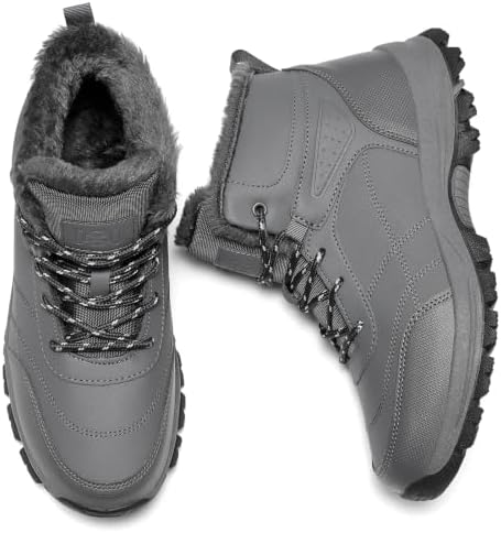 Mens Winter Snow Boots with Warm Fur Lined Non Slip Comfort Hiking Booties