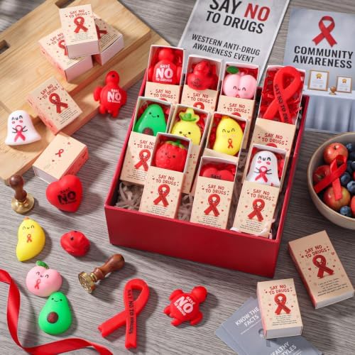Wettarn 30 Sets Red Ribbon Week Gifts Drug Free Party Favors with Boxes