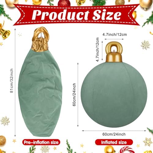 3 Pcs 32 Inch Giant Velvet Christmas Inflatable Balls, Mint, White, Slate