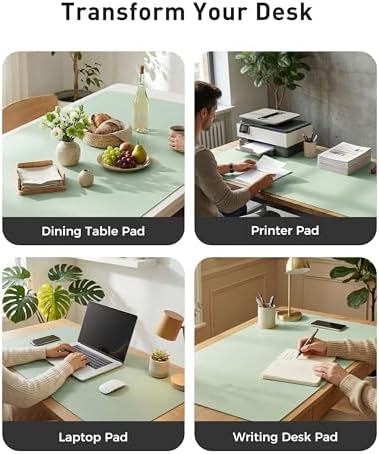 Aothia Faux Leather Desk Mat - Large Mouse Pad, Non-Slip PU Leather Blotter, Waterproof Writing Surface for Office and Home (Aqua, 63" x 17")