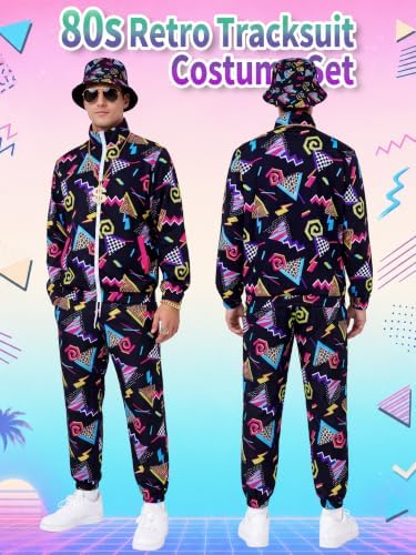 SOMSOC 80s 90s Hip-Hop Tracksuit Costume Set for Men Halloween Party