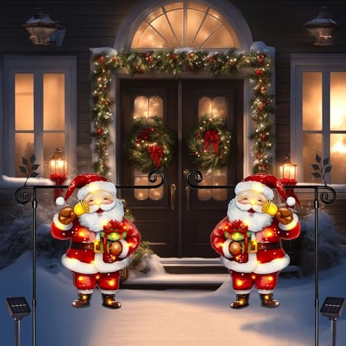 12x18 Lighted Christmas Santa Garden Flag, 8 Modes Solar LED