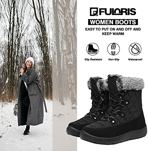 Women's Waterproof Winter Snow Boots Warm Insulation Outdoor Cold Weather Boot for Women Lightweight Fur Lined Non Slip