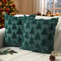 Allorry Christmas Pillow Covers 16x16 inch Set of 2 Christmas Decorations Soft Plush Faux Fur Wool Green Christmas Tree Throw Pillow Cases Winter Holiday Decor for Sofa Living Room PT-002A16